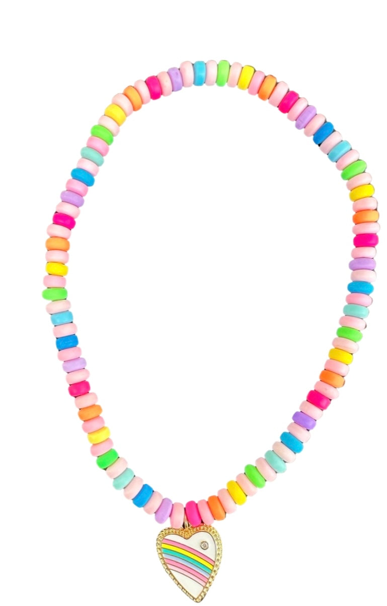 Rainbow Heart Candy Choker Necklace