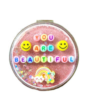 Load image into Gallery viewer, Glitter Shaker Mirror Compact: You Are Beautiful
