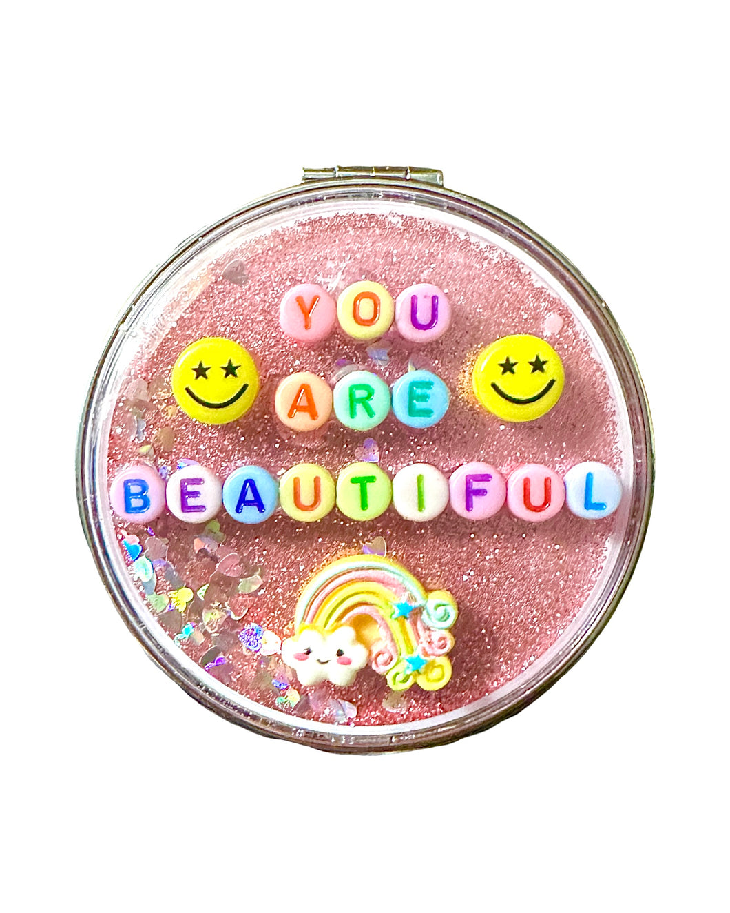 Glitter Shaker Mirror Compact: You Are Beautiful