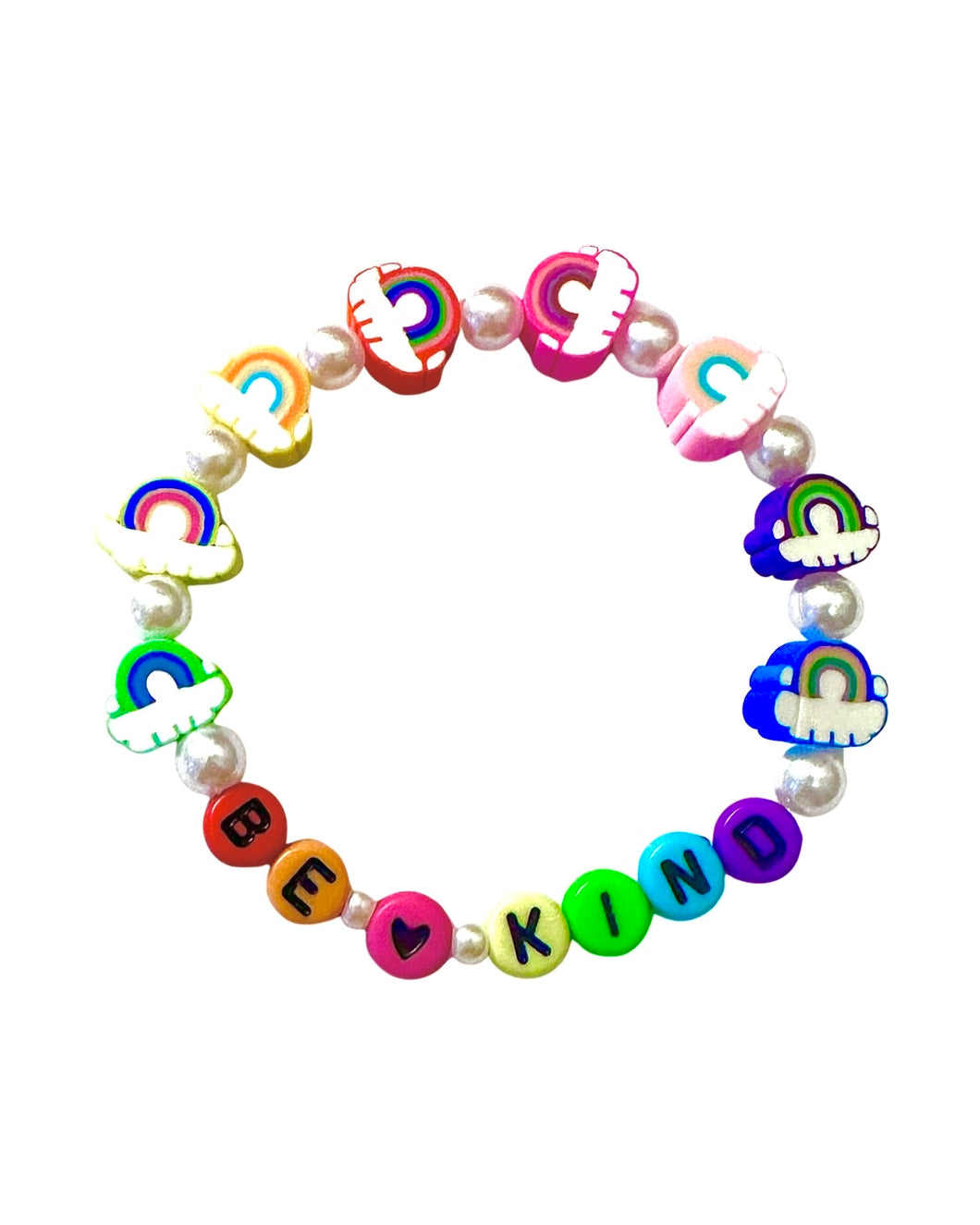 “Be Kind” Rainbows & Pearls Bracelet