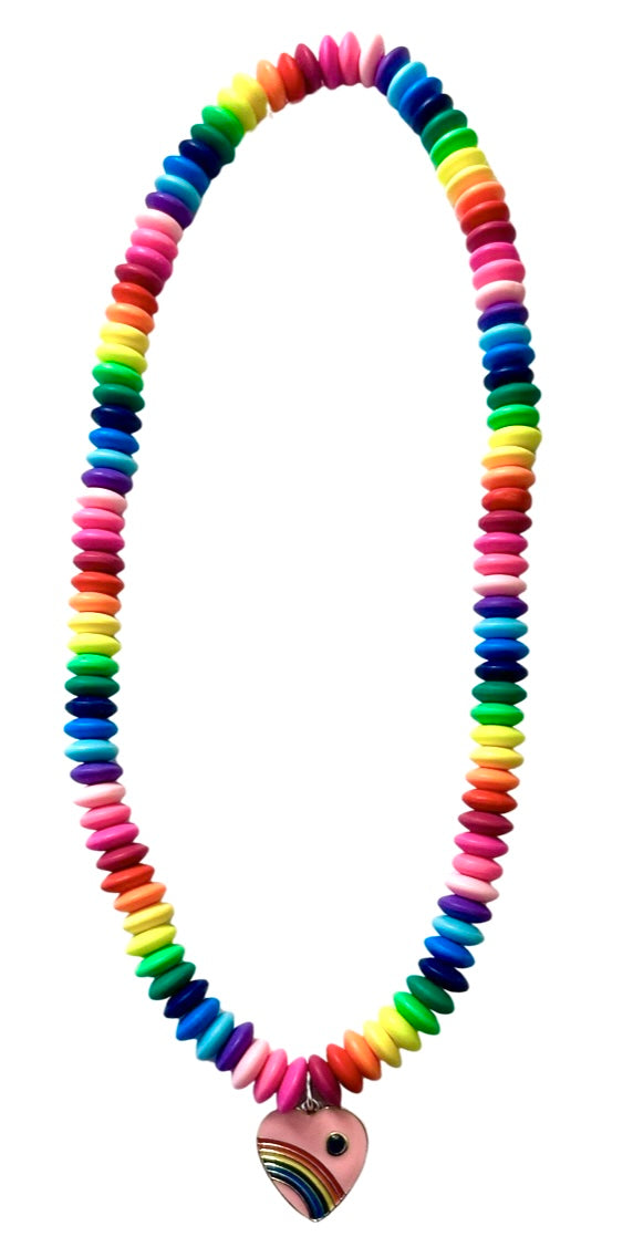 Candy Necklace: Pink Enamel Rainbow Charm