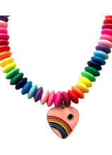 Load image into Gallery viewer, Candy Necklace: Pink Enamel Rainbow Charm
