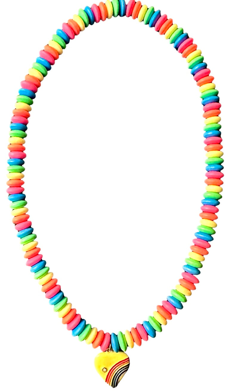 Candy Necklace: Neon Rainbow Heart