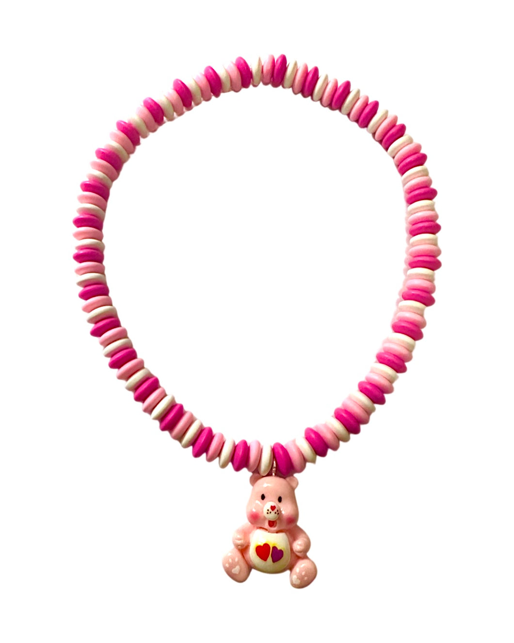 Candy Bear Necklace: Pink Hearts