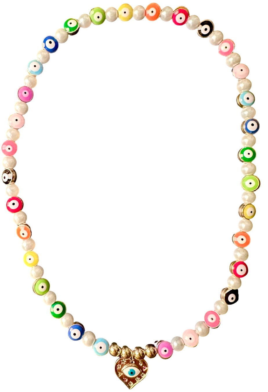 Evil Eye Pearl Charm Necklace