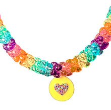 Load image into Gallery viewer, Tri-Bead Necklace: Yellow Rainbow Heart
