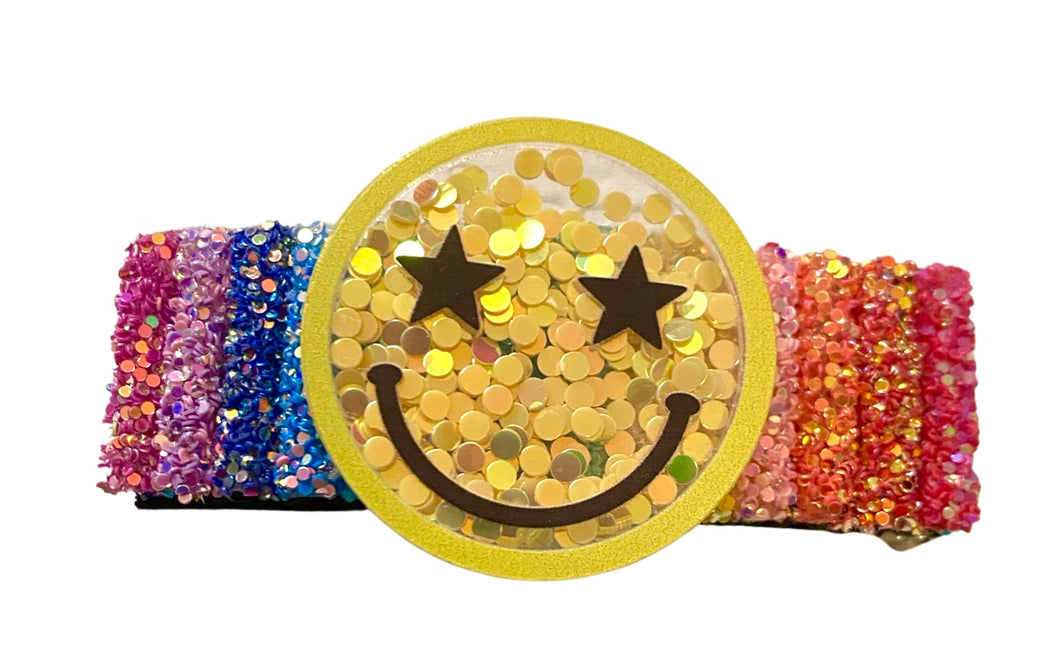 Rainbow Glitter Smiley Shaker Cliplette