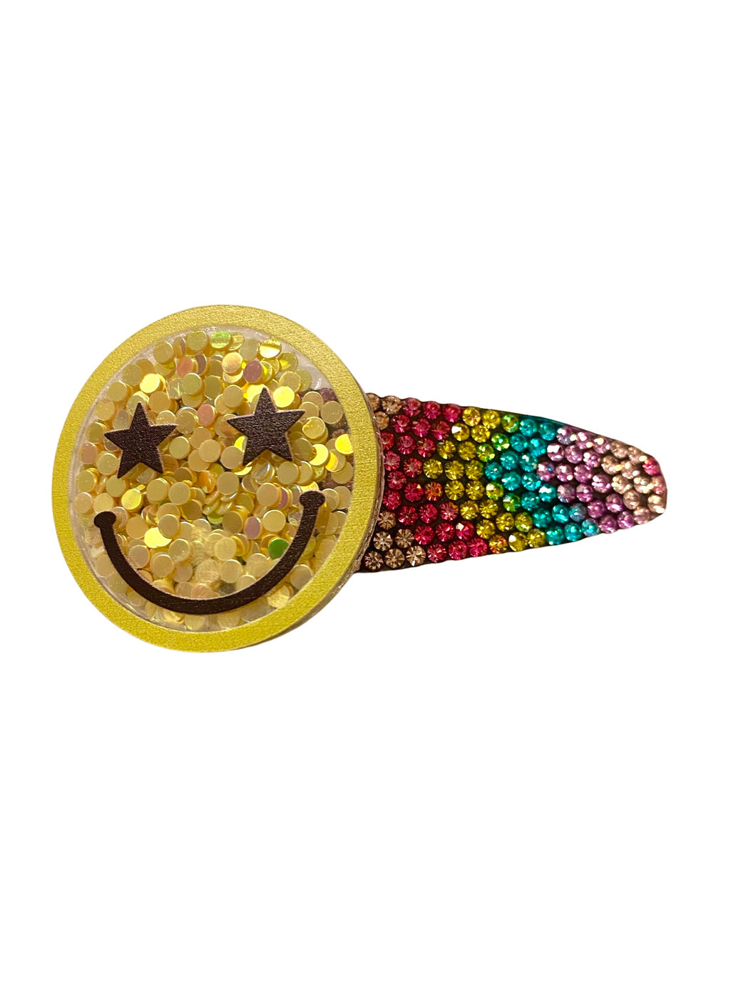 Rainbow Rhinestone Smiley Shaker Cliplette